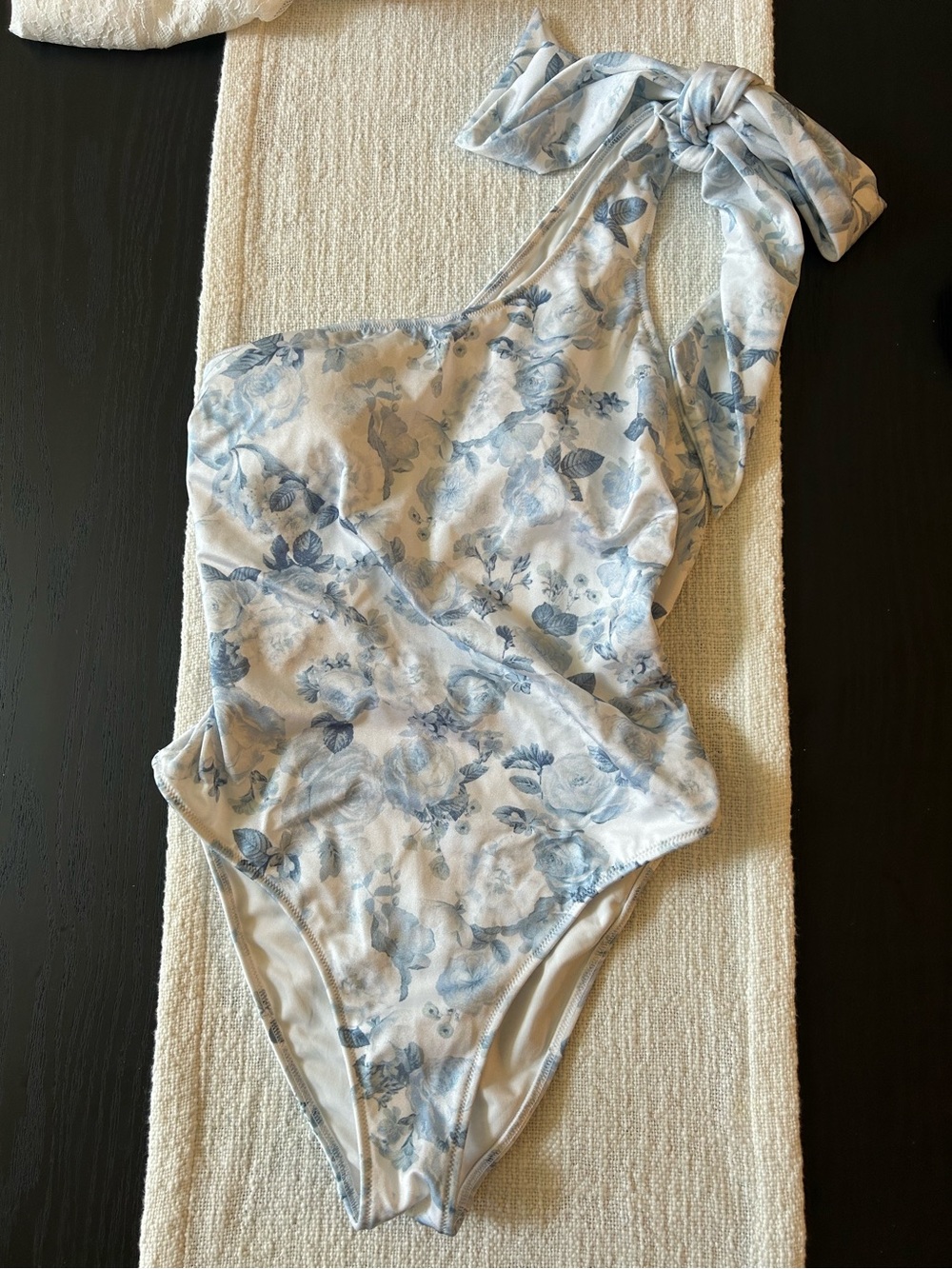 Victoria's Secret Bridal Light Blue Floral One-Piece with Shoulder Tie size s